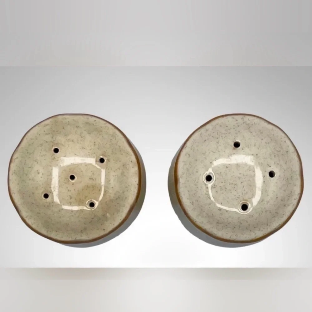 Vintage Mikasa Garden Club Salt & Pepper Shaker Set Speckled Beige Stoneware